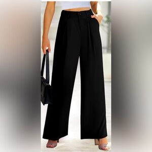 NWT Black high-waisted trousers with elastic waist